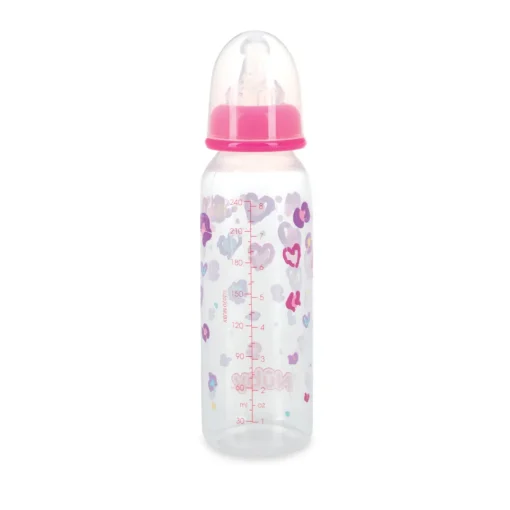 Biberon Redonda Transparente Corazon Con Tetina De Silicona 240Ml