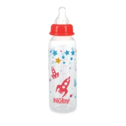 Botella Redonda Transparente 240Ml Con Tetina De Silicona Cohete